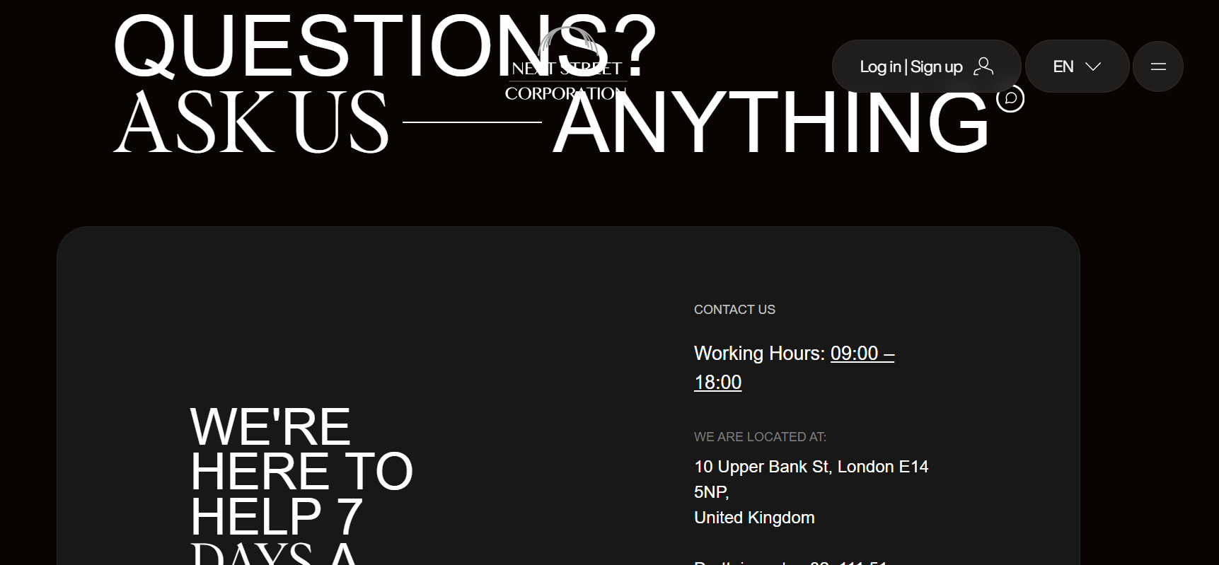 Next Street Corporation customer support help