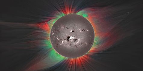 Plasma is seen racing out like ribbons from the Sun.