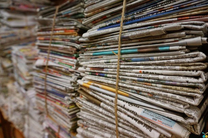 A stack of newspapers