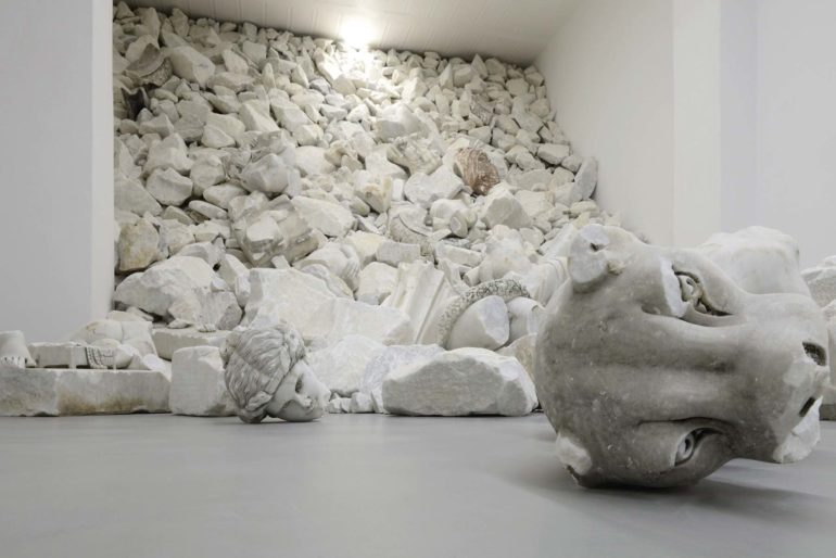Fabio Viale Marble Installation at Galleria Poggiali